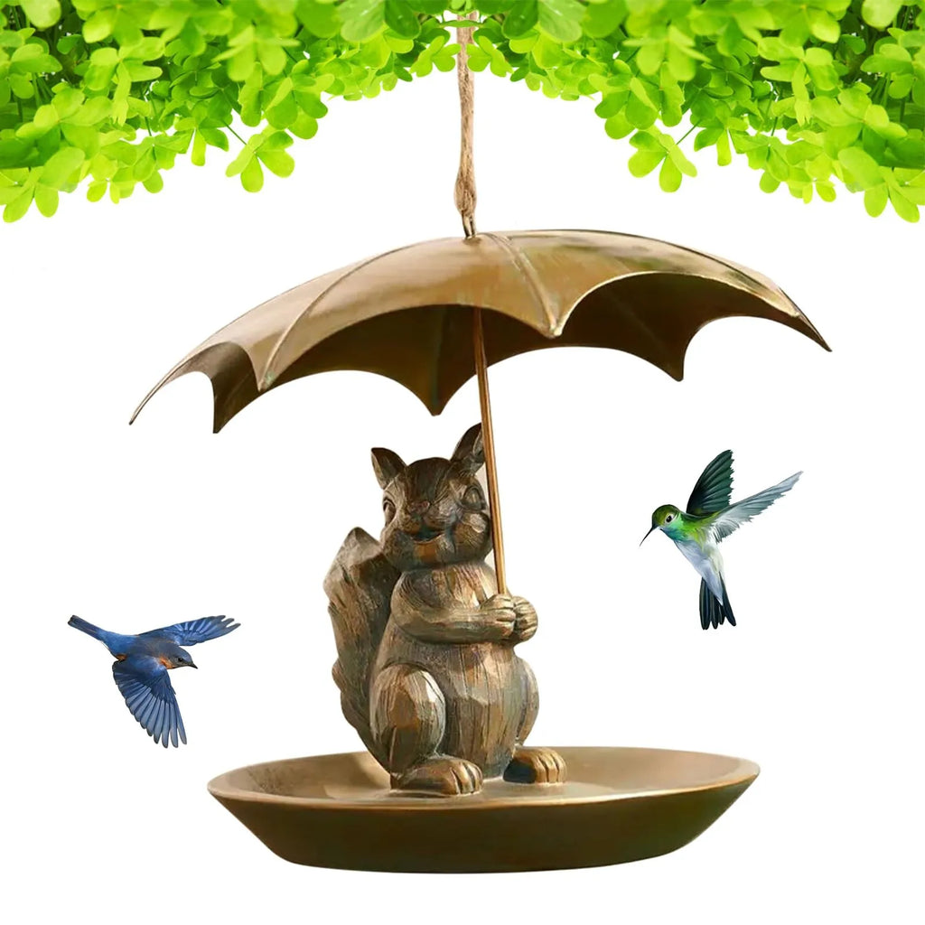 Metal Bird Feeder with Umbrella – Squirrel Cat Dog Garden Decor Garden Bird Feeder Oasis Select