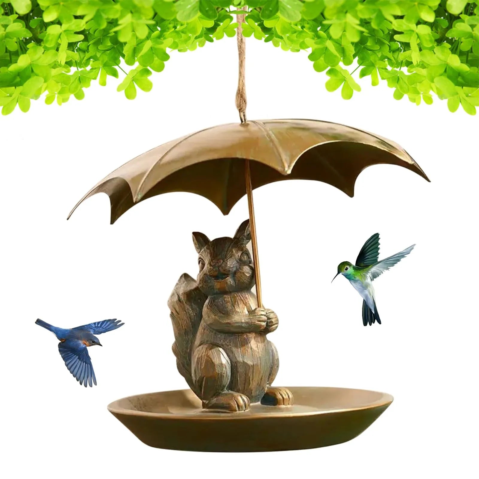 Metal Bird Feeder with Umbrella – Squirrel Cat Dog Garden Decor Garden Bird Feeder Oasis Select
