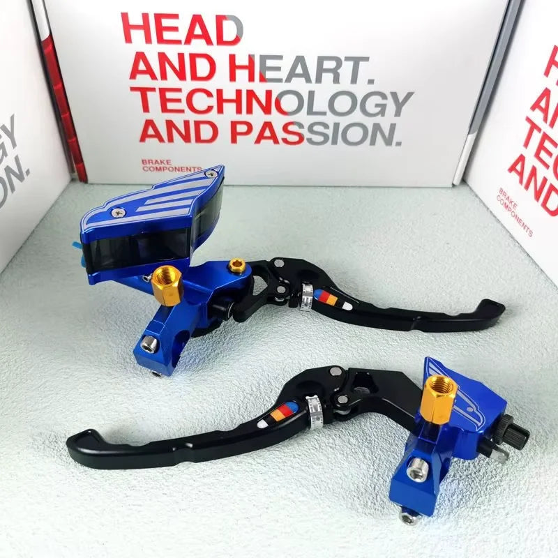 Motorcycle piston 14 pound thrust hydraulic side push up pump CNC modification accessories, left and right disc brakes universal Oasis Select Blue
