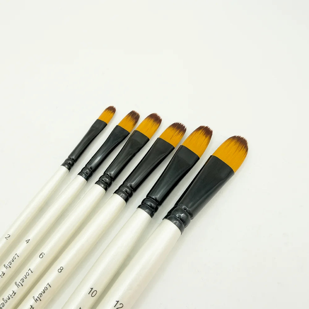 Filbert Paint Brushes Set,6 PCS Different Sizes Artist Brushes For Watercolor Acrylic Gouache Oil Ink Details Professional Filbe Oasis Select