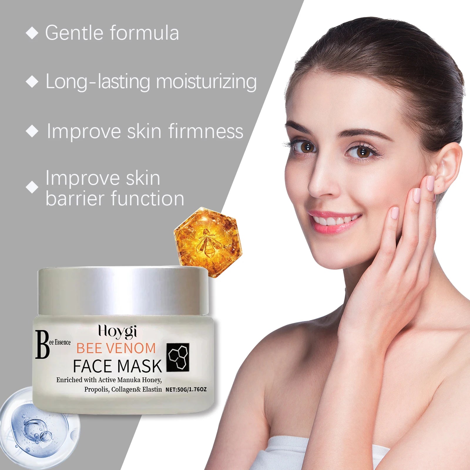 Propolis Facial Mask Moisturizing Brightening & Pore Purifying Soothing Bee Venom Firming Skin Facial Care Mask Nourishing Oasis Select
