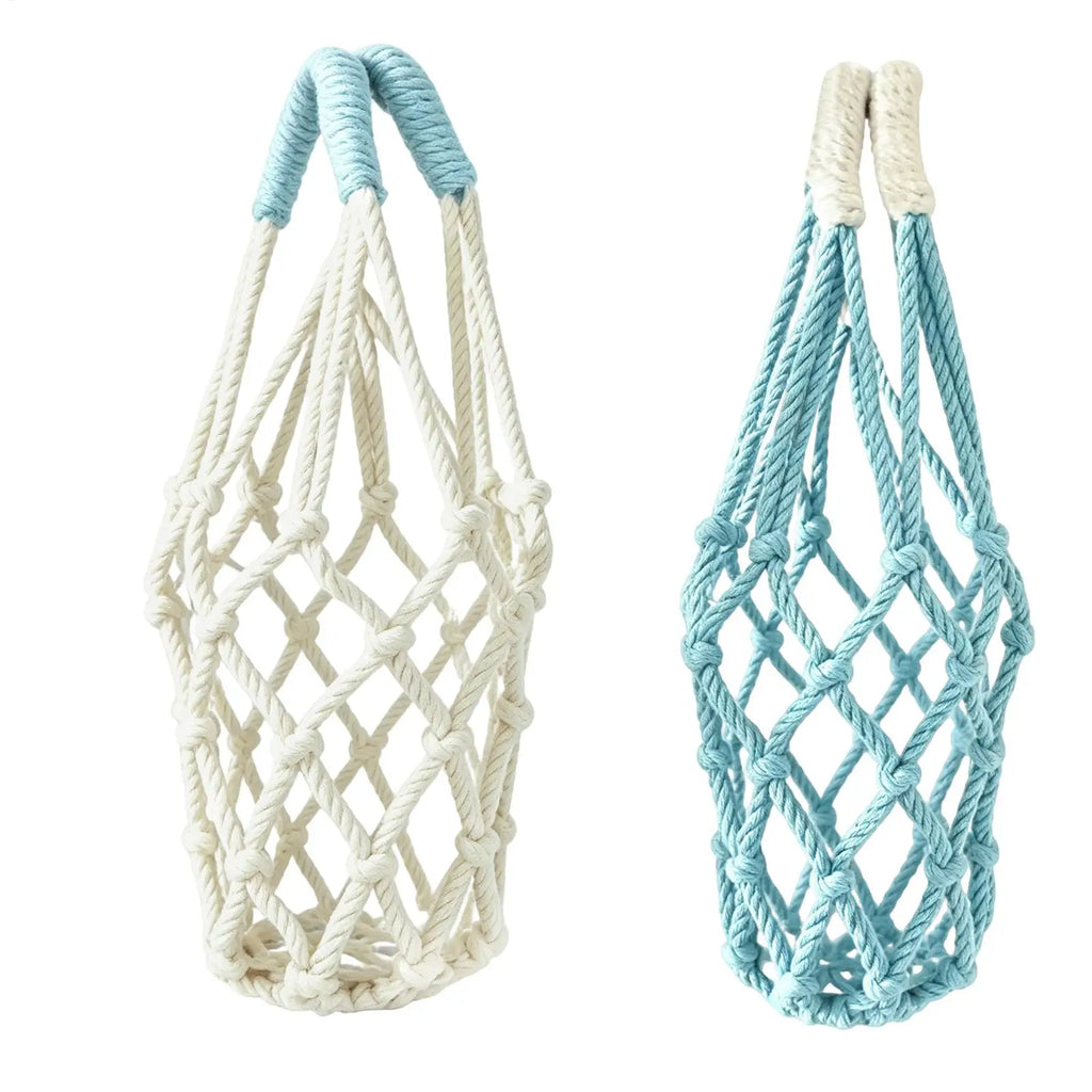 Handwoven Water Bottle Carrier Bag – Foldable Mesh Cup Holder