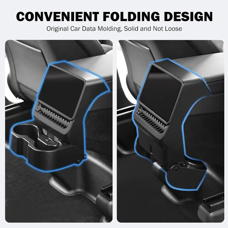 For Tesla Model 3/Y Juniper 2025 Easy Install Rear Air Outlet Armrest Box Cup Holder Multi-Function Storage Box Car Interior Oasis Select