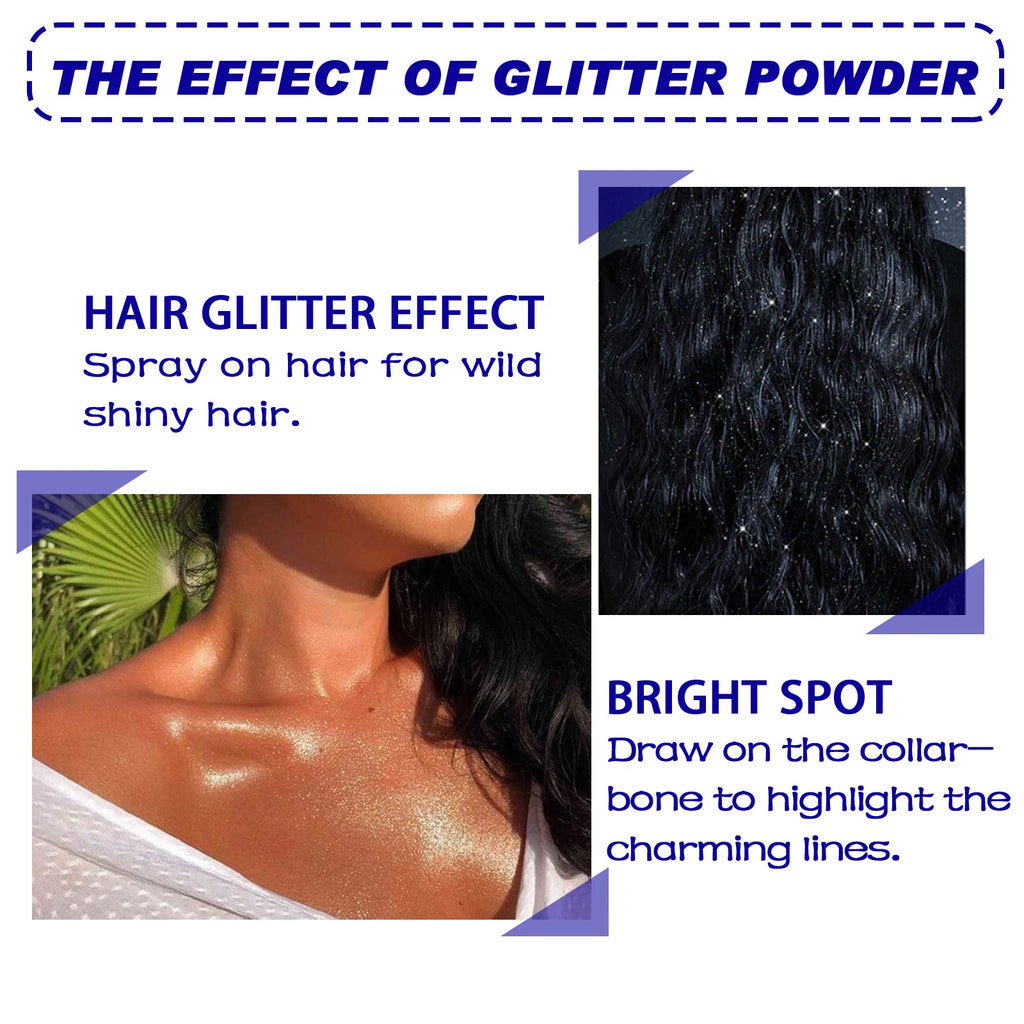 Highlighter Powder Spray Diamond Quick-Drying Waterproof Longlasting Brightening Face Hair Clothes High Gloss Body Glitter Spray Oasis Select