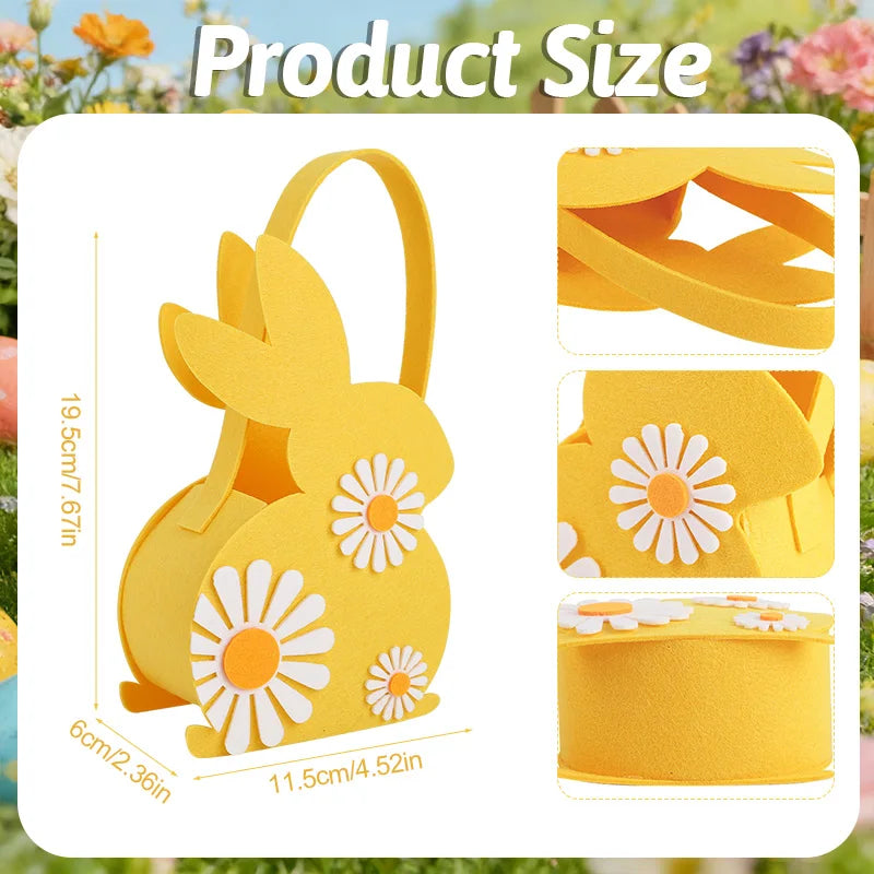 2026 Easter Bunny Basket, Soft Felt Candy Tote Bag & Gift Storage, Kids Easter Party Decoration & Egg Hunt Game Props Gift Bags Oasis Select