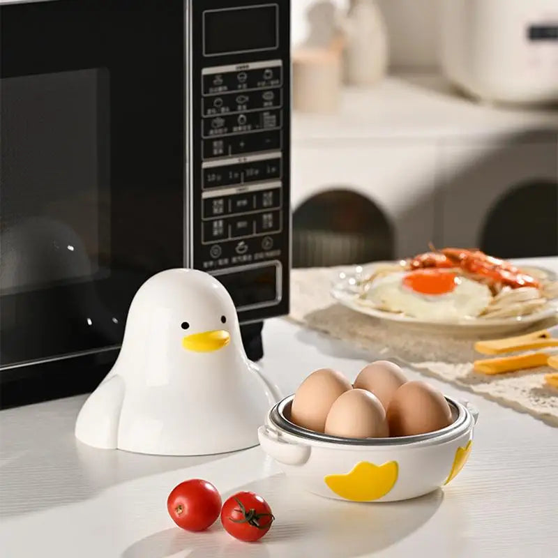 Microwave Egg Steamer 4-Capacity Breakfast Cooker Perfectly Cooked Egg Duck Shaped Microwave Cooking Accessories for Kitchen Oasis Select