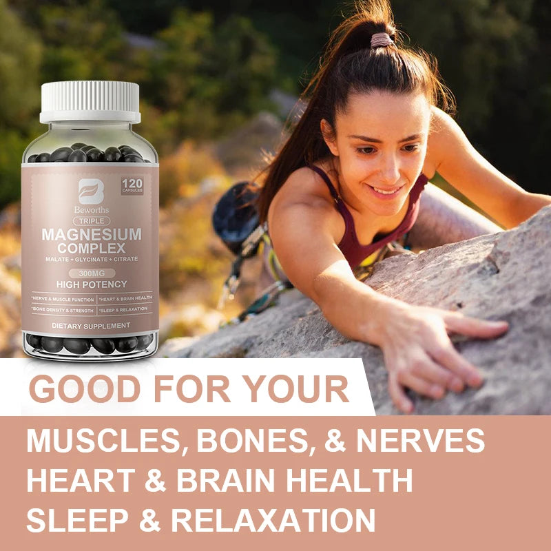 BEWORTHS Magnesium Complex Capsules 300mg Foods Supplements for Muscles, Sleep, Calm, Nervous System & Energy Support Oasis Select