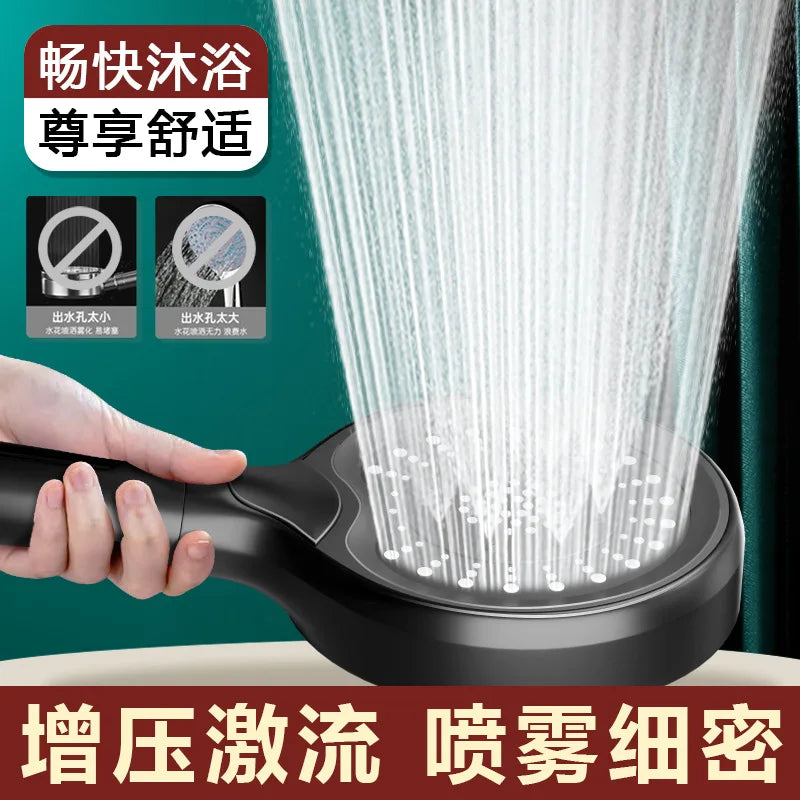 New Excellent Super Boost Black 3 Modes SPA Shower Head Water Saving Rainfall Anion Filter Big Flow Shower Bathroom Accessories Oasis Select