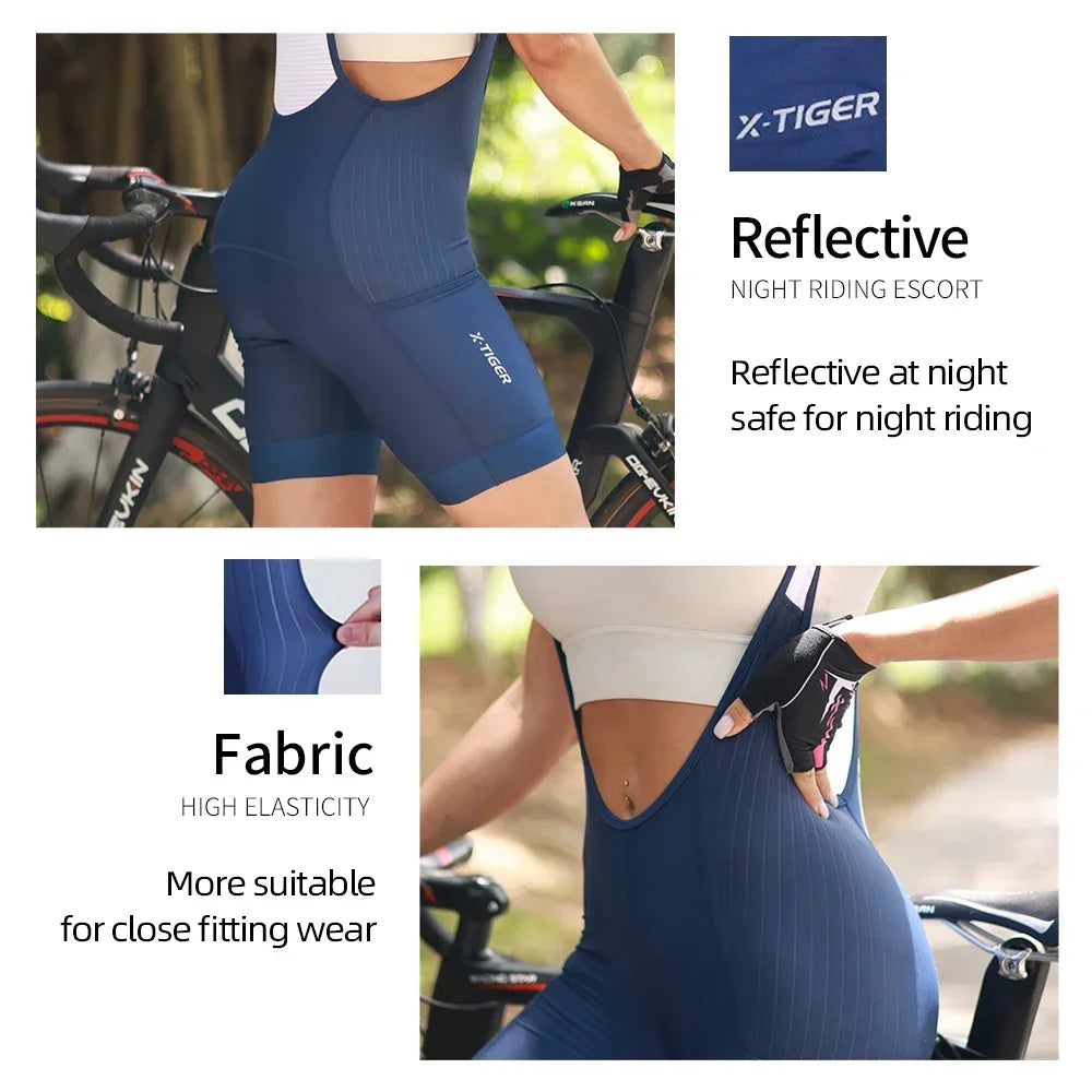 X-TIGER Women Pro Cycling Bib Shorts Summer Laika Breathable High Elastic ST-MULTI Buffer MTB Road Cycling Shorts Oasis Select