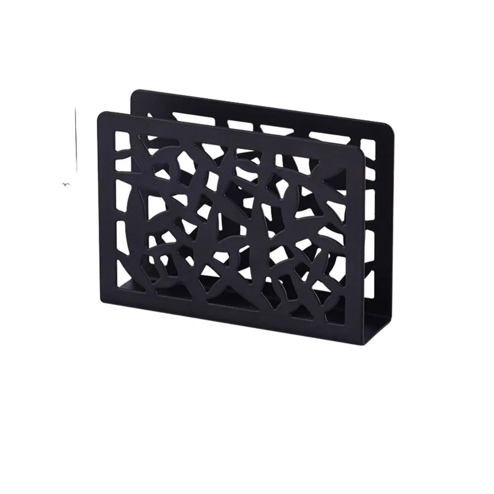 Delicate Stainless Steel Napkin Holder Silver/Gold/Black 12*8.5*3.2 CM Creative Paper Holder Hollow Napkin Holder Home Oasis Select black-style 2