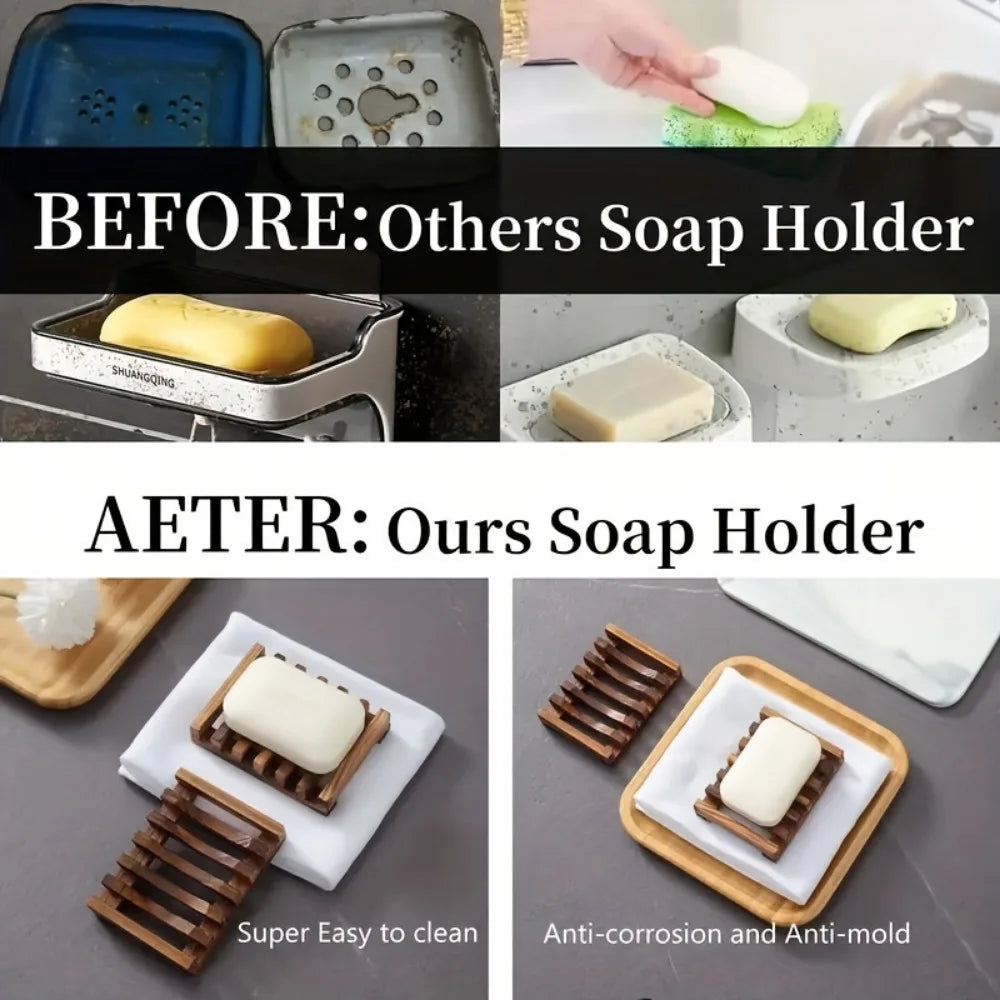 Elegant Wooden Soap Dish with Self-Draining Design - Perfect for Bathroom Decor and Organization, Natural Wood Finish soap box Oasis Select