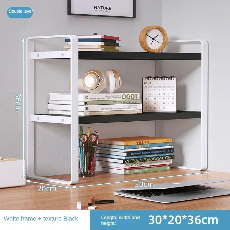 Desktop Wood & Iron Storage Shelf Desk Organizer Rack