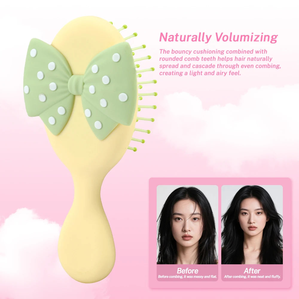 Mini Bow Air Cushion Hairbrush – Anti-Static Detangler Comb Air Cushion Hairbrush Oasis Select