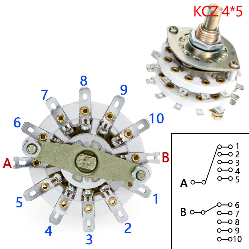 New 2 Pole 6/7/8/9/10 Position 4 Pole 3/5 Position With Channel Rotary Switch Selector With Cap Channel Selector Rotary Switch Oasis Select Other KCZ 4x5