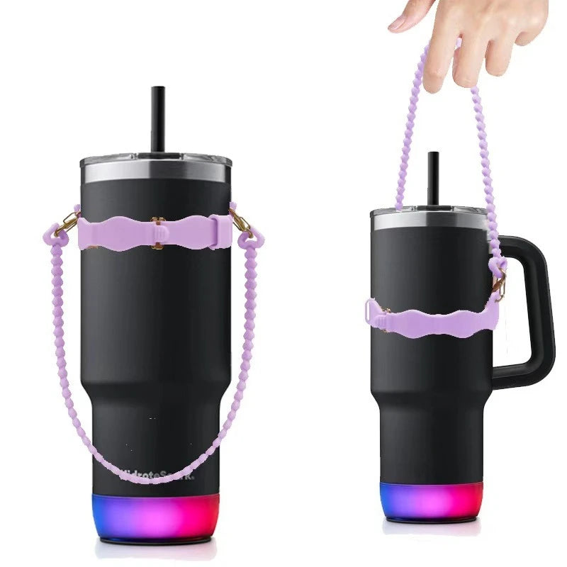 Adjustable Mouth Silicone Water Bottle with Detachable Hanging Rope 90 110mm Diameter Portable Hand Strap Outdoor Use Oasis Select