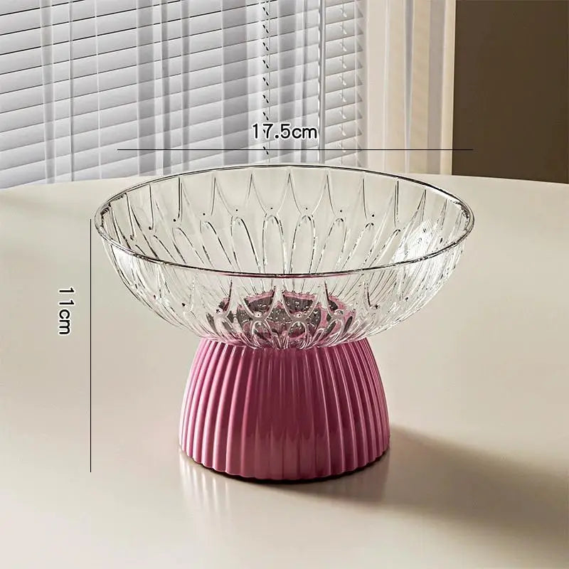 Sophisticated Jumbo Washable Fruit Bowl with Stand - Stylish, Sanitary Tabletop Manager and Decorative Focal Point Oasis Select Transparent