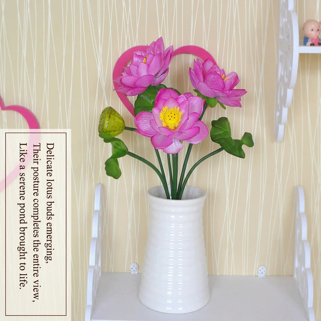 Artificial Silk Lotus Flower Stem – 7-Head Décor & Photo Prop