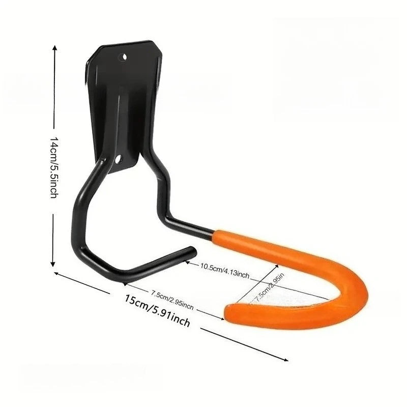 1pc Hooks Metal Sturdy for Wall Mounting Bike Storage Rack Garden Shed Organization Heavy Duty Bracket Available Oasis Select orange