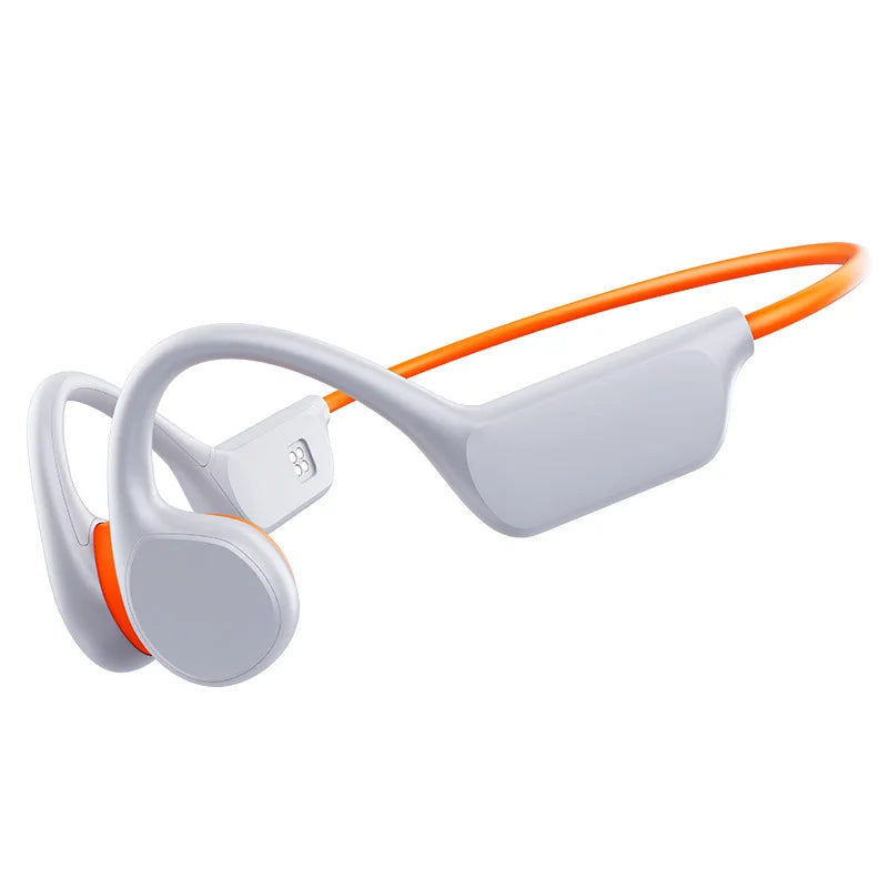 True Bone Conduction Headphones IPX8 Waterproof 32GB MP3 Professional Swimming Headset For Swimming Sports Run Music Surfing Oasis Select White Orange