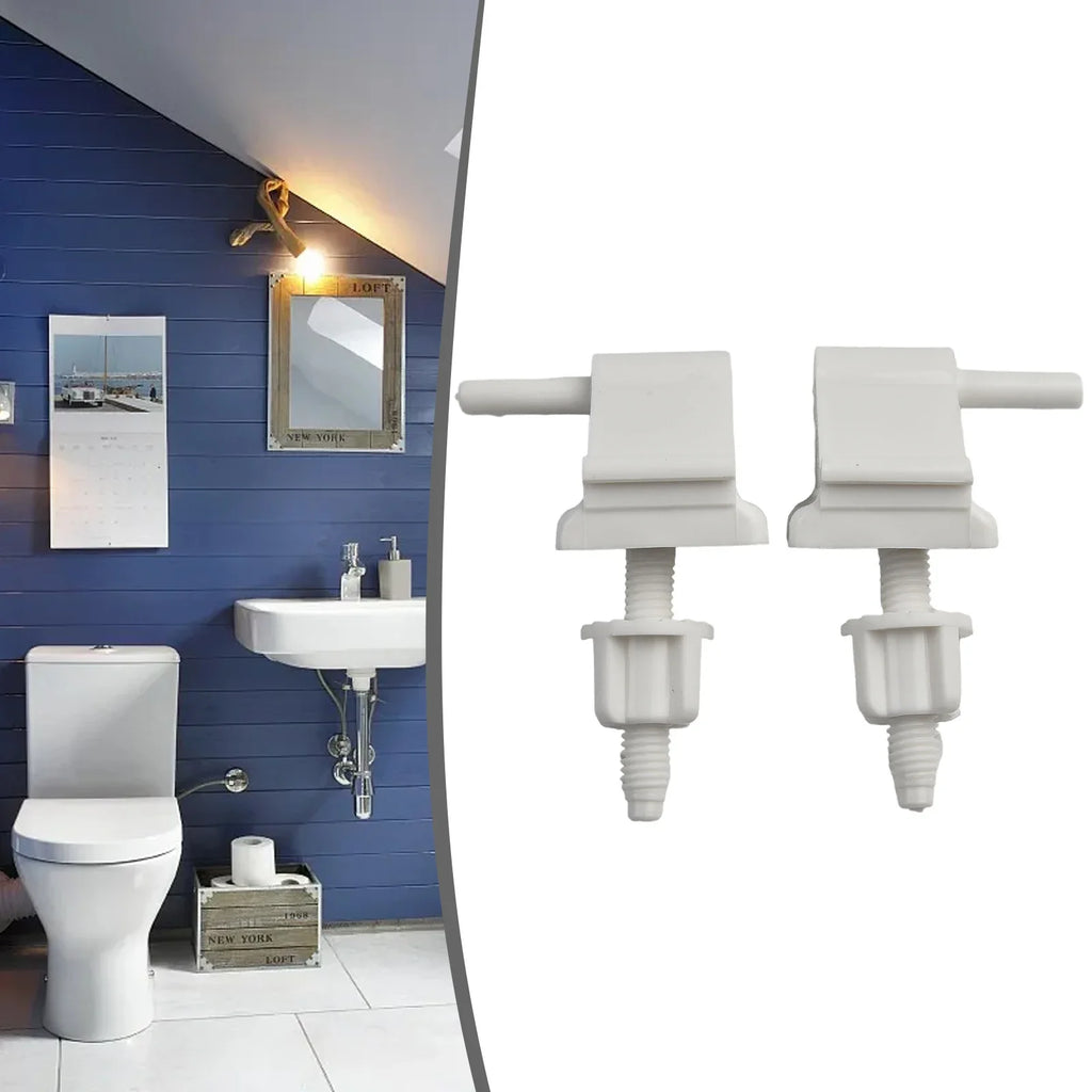 White Plastic Toilet Seat Hinge Replacement Kit – 1 Pair