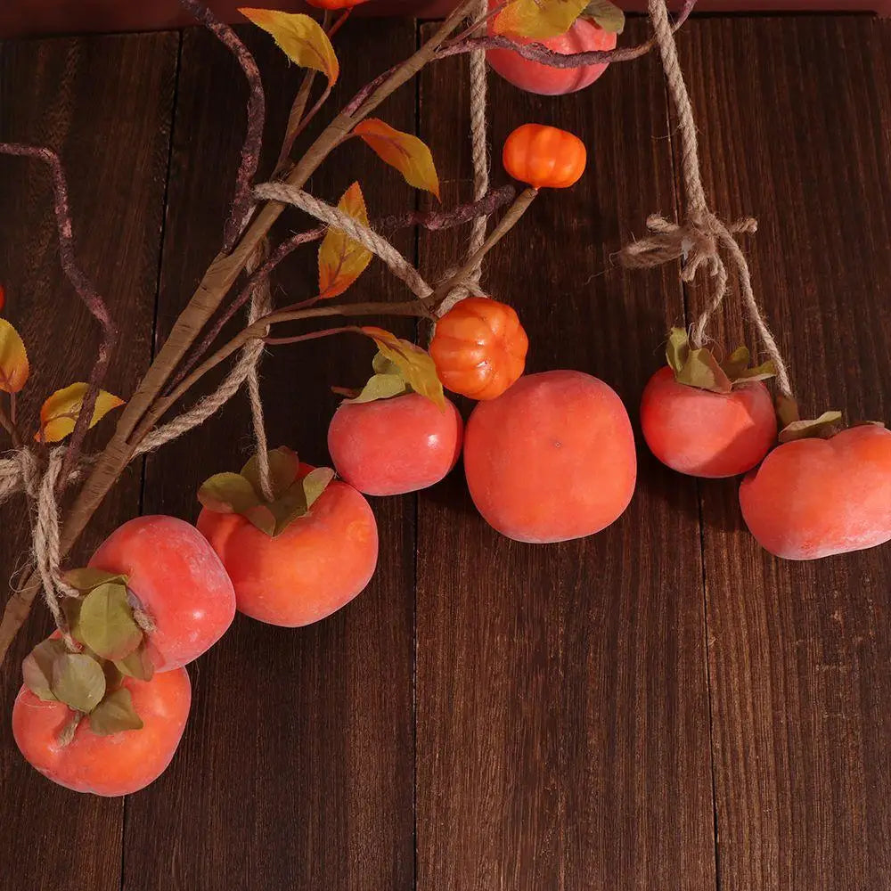 8 Fruit Simulation Persimmon Fruit 80cm Orange Artificial Persimmon Wall Hanging Plastic Persimmon Pendant Ceiling Decoration Oasis Select