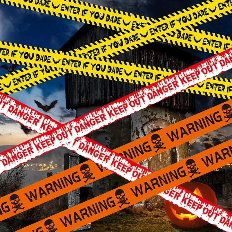 1-10Roll Halloween Caution Tape Danger Warning Barricade Safety Line for Outdoor Yard Decoration Scene Props Spooky Party Supply Oasis Select