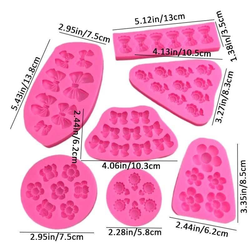 Cute Cartoon Flowers Bow Bee Fondant Silicone Molds DIY Cupcake Fondant Cake Decorating Chocolate Candy Baking Mold Oasis Select