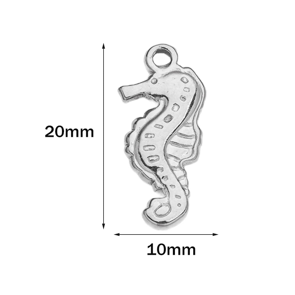 10pcs Stainless Steel Summer Beach Charms Starfish Seashell Conch Pendants for DIY Bracelet Necklace Earrings Jewelry Making Oasis Select Steel 10x20mm 10 Pieces