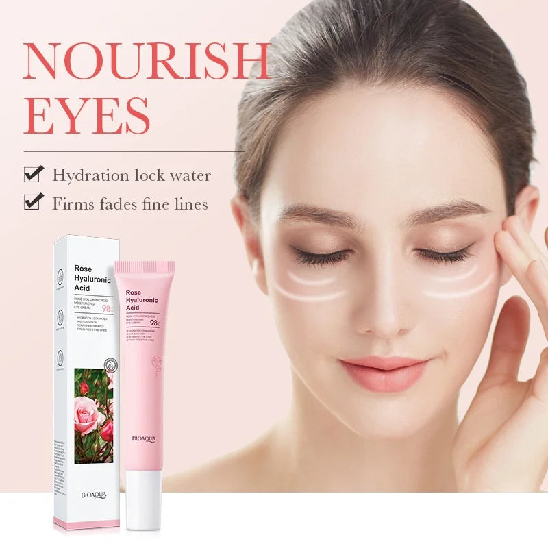 BIOAOUA Rose Hyaluronic Acid Eye Cream for Moisturizes Repairs Lightens Fine Lines Black Circles 20g Oasis Select