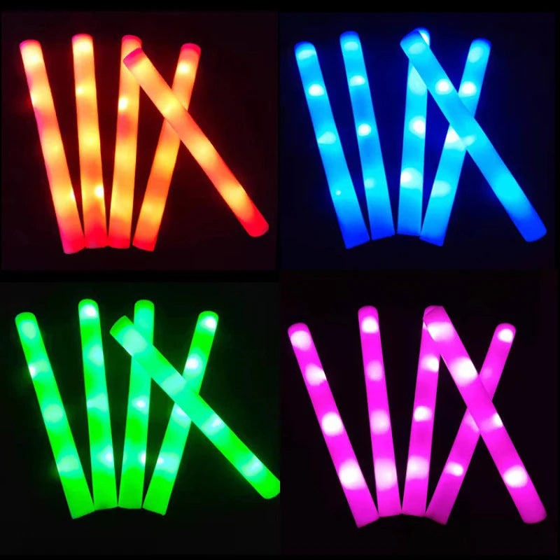 6Pcs Colorful LED Glow Sticks RGB LED Glow Foam Stick Cheer Tube Dark Light Birthday Wedding Party Supplies Oasis Select