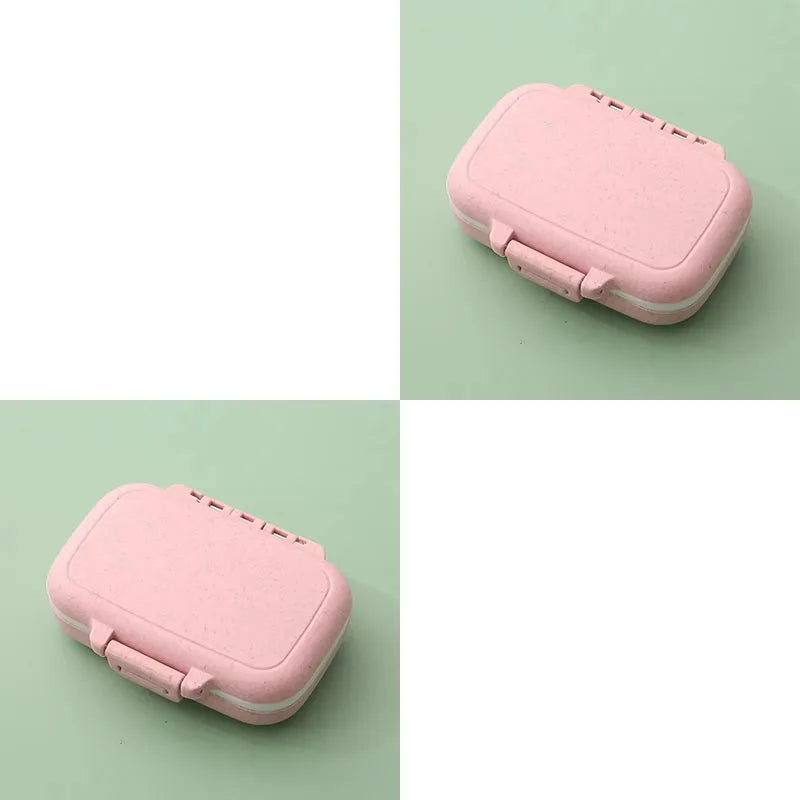 1/2pcs Mini Portable Pills Organizer Case 3 Grids PillBox Tablet Storage Container Weekly Medicine Pill's Box Pill Case Oasis Select Wheat Pink-2pcs