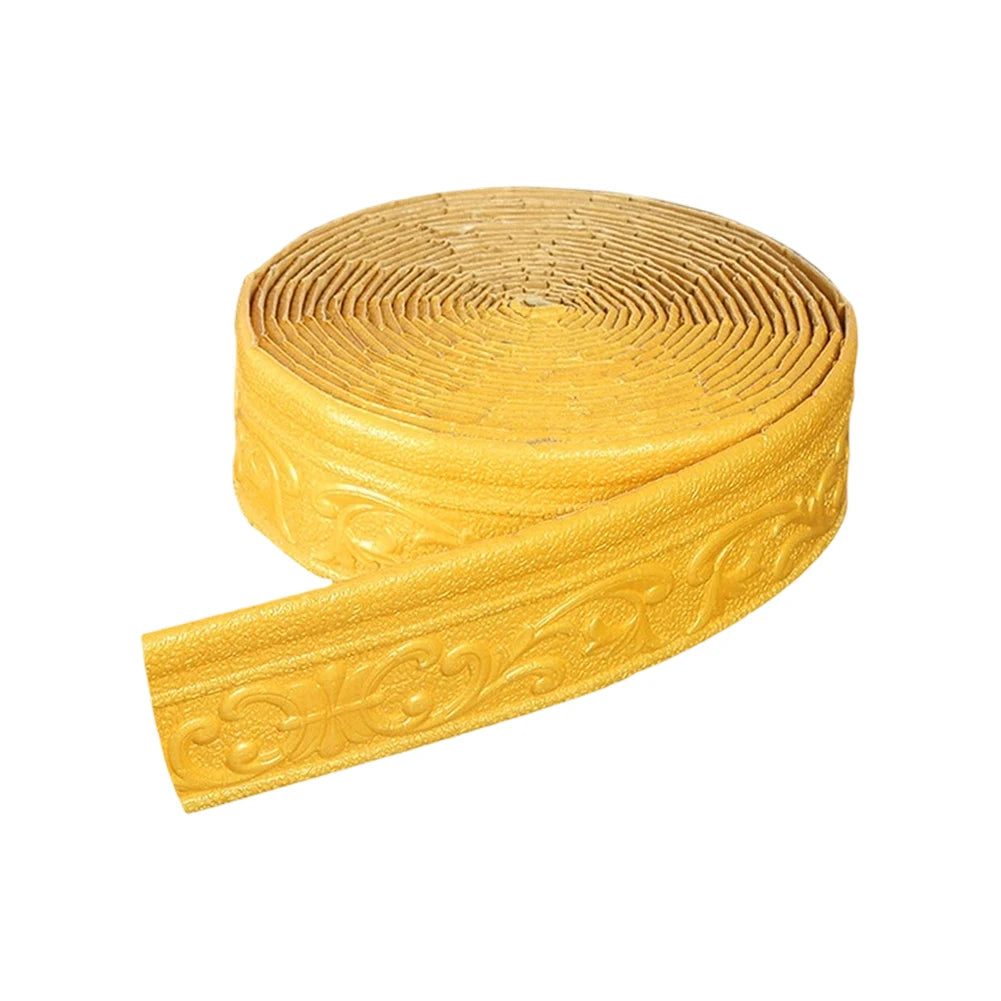 10m 3D Self-Adhesive Wall Trim Skirting Border | Waterproof Wall Border Trim Oasis Select Gold