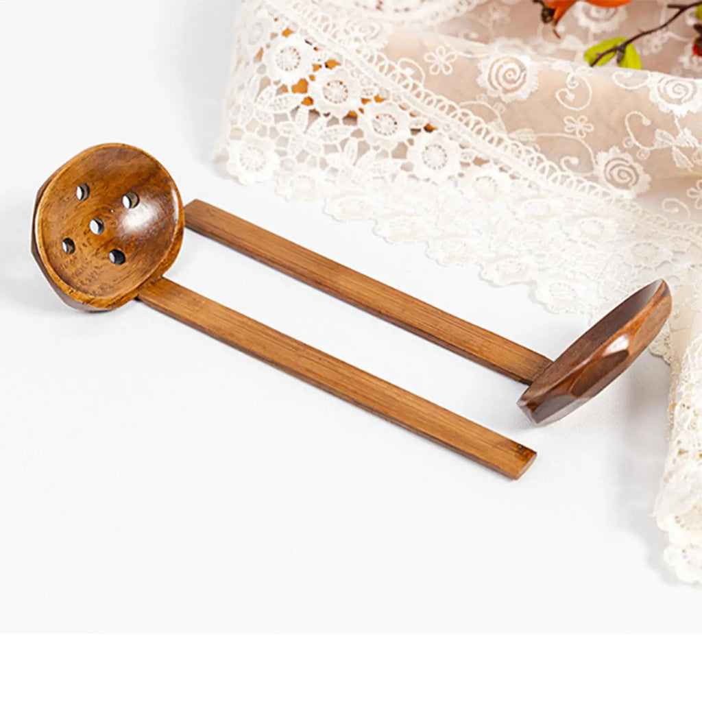 Wooden Ramen Spoons Japanese Long Handle Soup Serving Spoon Wooden Table Spoon Japanese Tasting Spoons for Home Cafe Hotel Oasis Select