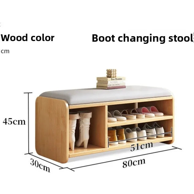 The shoe cabinet changing stool at home, the shoe rack, and the seat stool are integrated into the door. Long strip shoe stool Oasis Select Wood grain 80-C