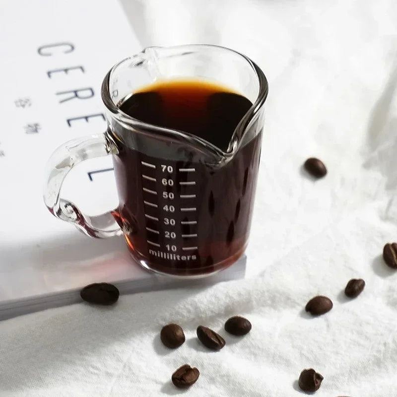 70/150ML Espresso Glass Cup Measuring Cup Milk Latte Jug Coffee Supplies Kitchen Dining & Bar Mug Drinkware Double Thick Bottom Oasis Select High-70ml Glass Cup