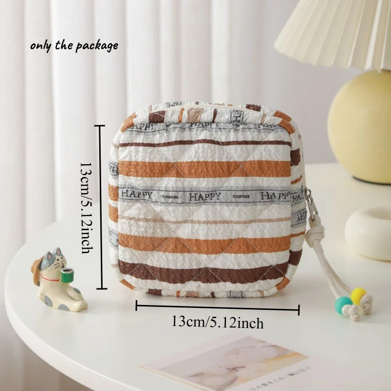 1pcs Cute Quilted Fabric Coin Purse Portable Small Pouch for Sanitary Pads Earphones & Cosmetics Travel Essentials Oasis Select Vintage colored