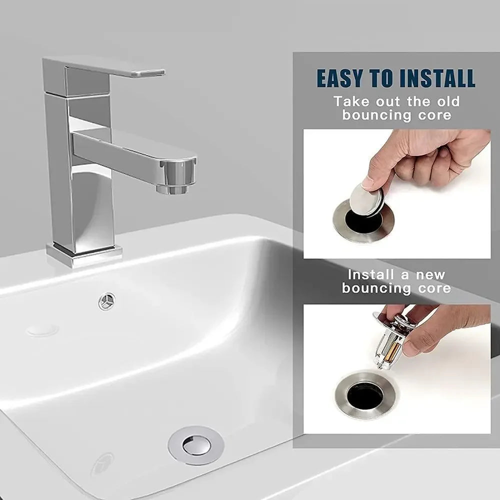 With Anti-clogging Basket Wash Basin Bounce Drain Filter Hair Catcher Universal Sink Drain Stopper Sink Pop-Up Drain Plug Oasis Select