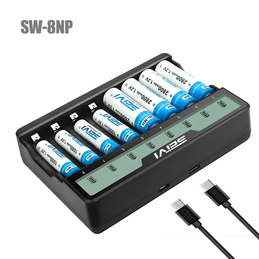 8-Slot NiMH AA AAA Battery Charger LCD Display | SW-8N