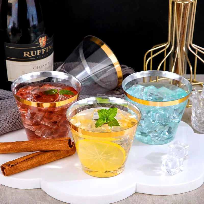 25PCS Disposable Champagne Clear Plastic Cup Outdoor Picnic Cup Drinking Cup for Parties Birthdays Weddings Cocktail Party Oasis Select