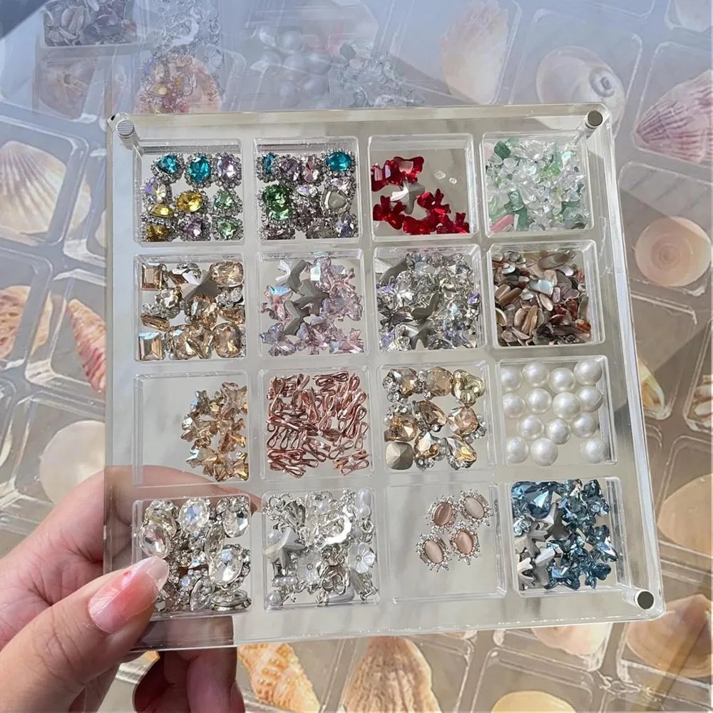16-Grid Seashell Display Box with Magnets Acrylic Storage Display Organizer Box Durable Starfishs Trinket Storage Case Oasis Select