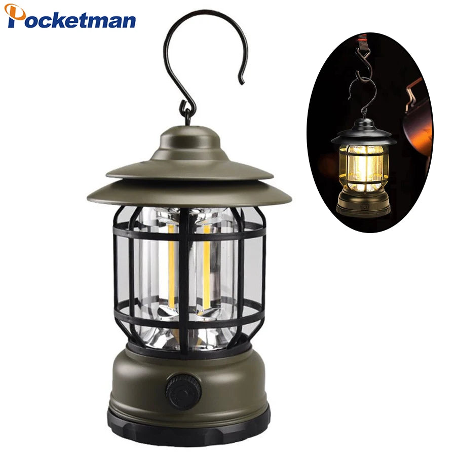 Retro Style Camping Light Waterproof Outdoor Hanging Lights Portable Tent Lamp Night Lantern Atmosphere Lamps Oasis Select
