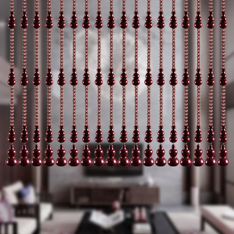 Peach wood gourd bead curtain door curtain partition porch bathroom living room Jufu household perforated decorative curtain Oasis Select 5 21 pieces 125cm