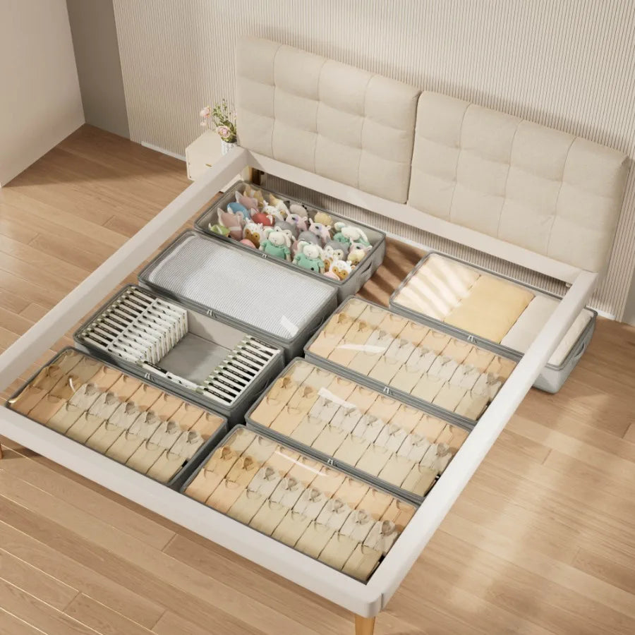 Foldable Under Bed Storage Bins-Rectangle Organizer Containers for Sweaters, Linens & Clothes, Space-Saving Fabric Storage Boxes Oasis Select