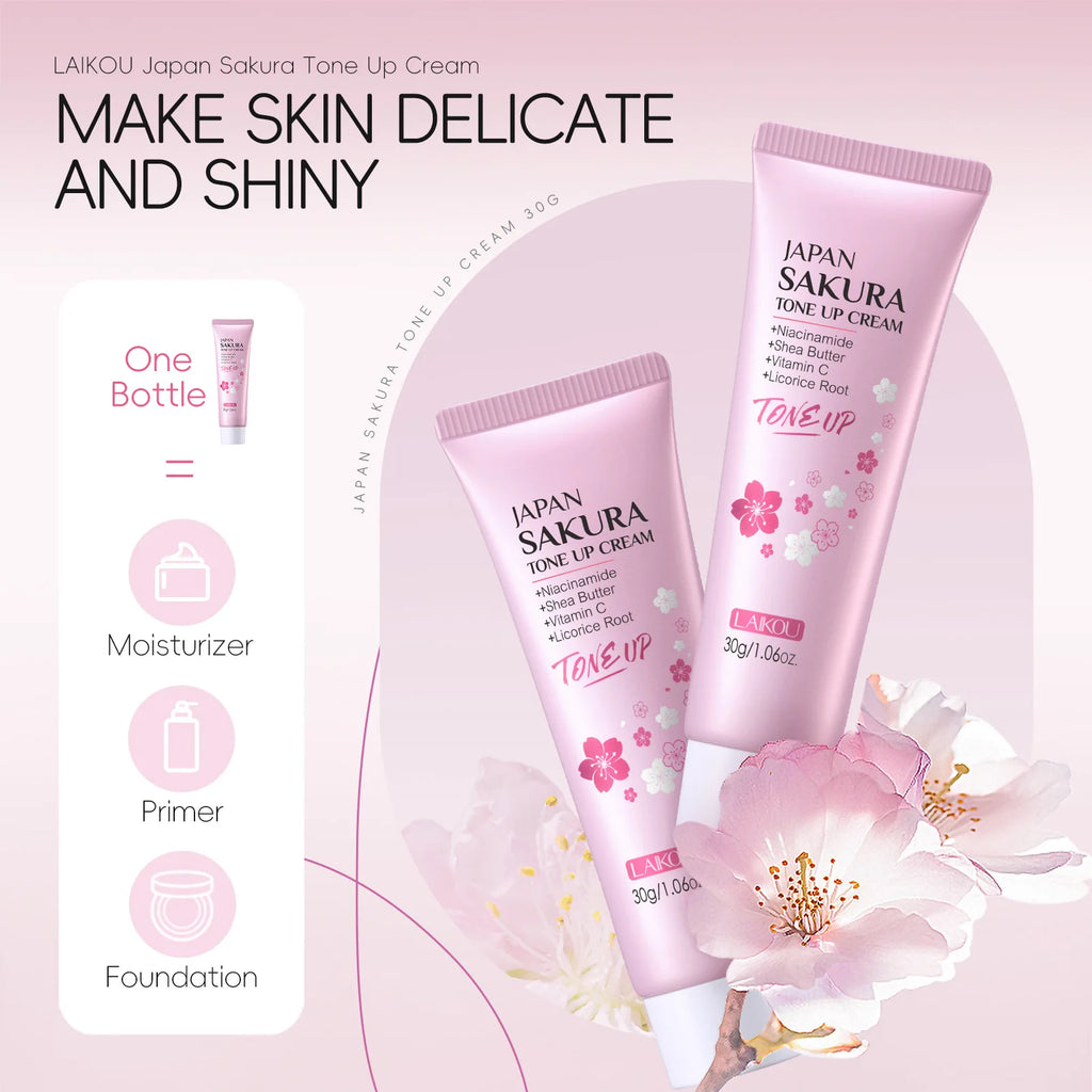LAIKOU Sakura Tone Up Cream Hydrating Moisturizing Essence Cream Nourishing Skin Care for All Skin Types 30g Oasis Select