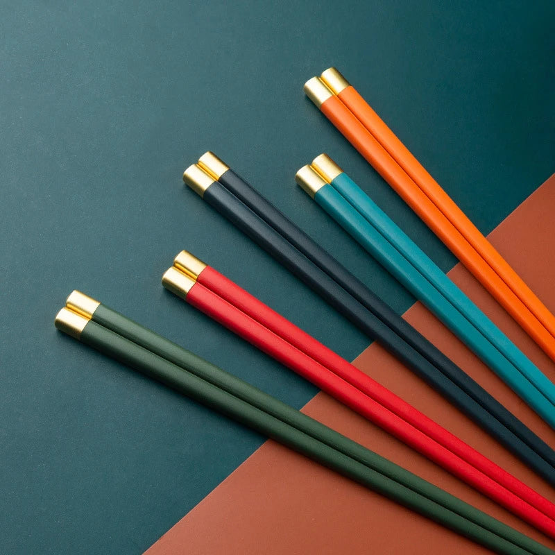 5 Pairs different color Chopsticks Chinese Chopsticks Food Grade Plastic Stick Non-slip Reusable Chopsticks for Sushi Tableware Oasis Select