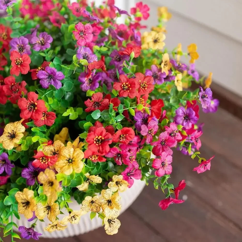 Aesthetic Violet Fall Flowers Eucalyptus Realistic Artificial Flower Front Porch Fake Mum For Outdoor Planters Oasis Select