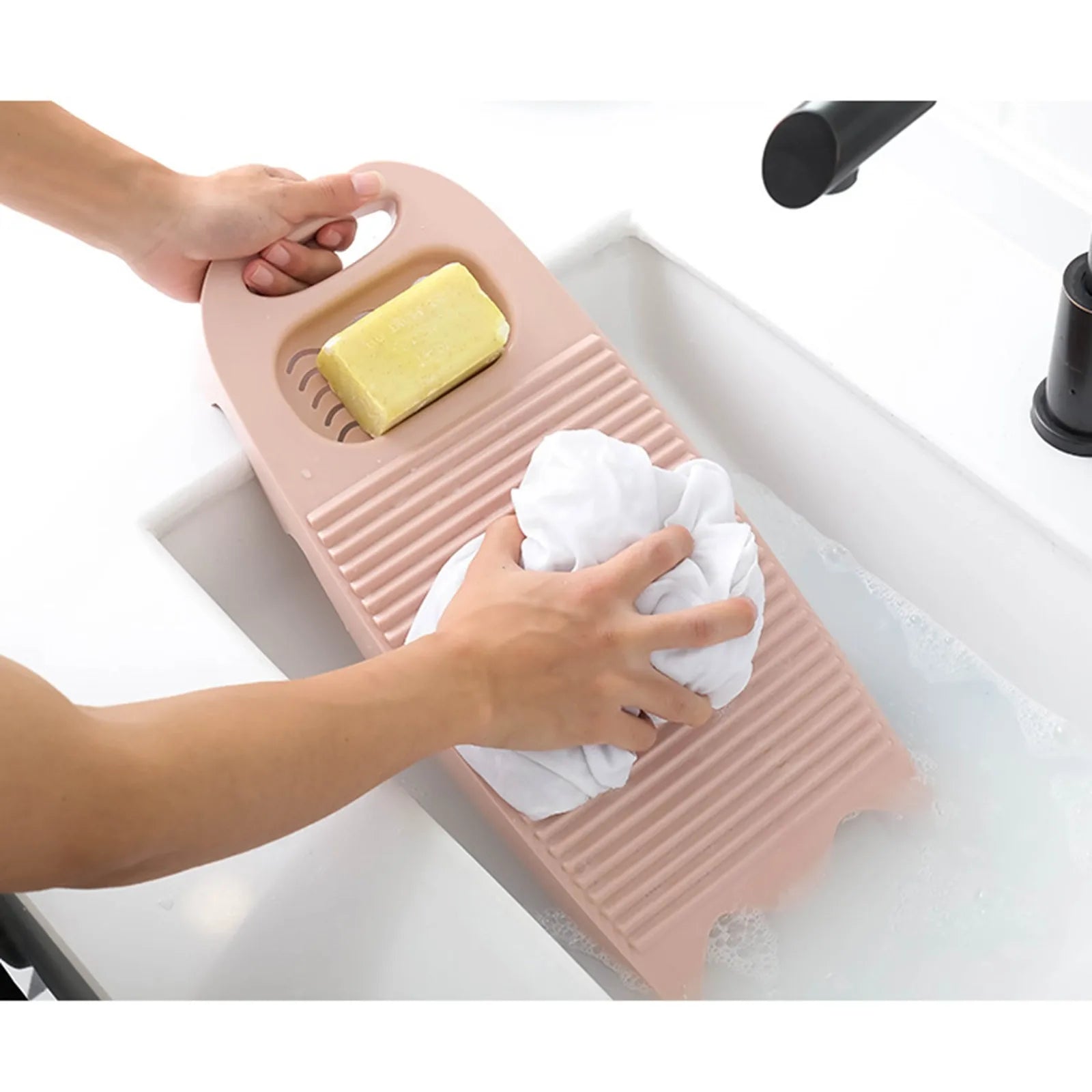 Wash Board Thickened Hand Wash Laundry Boards Dirty Clothes Washboard with Soap Holder Design for Underwear Lingerie Cleaning Oasis Select