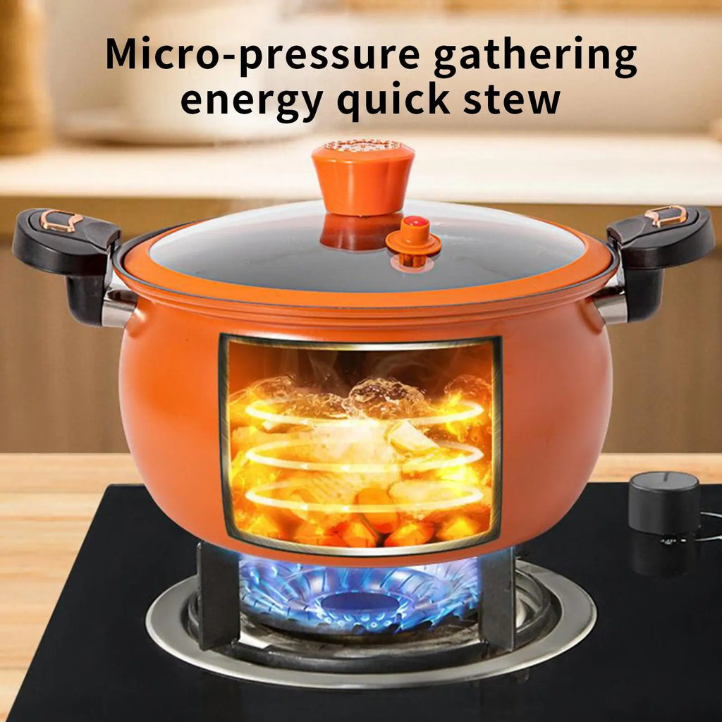 Pressure Cooker Cooking Pot for Stew Fast Heating Non Stick with See Through Lid for Boil Cook Soup Food Home Induction Stoves Oasis Select