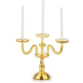 1/2 PCS Vintage 3-Arm Candelabra with Candles – 1:12 Miniature in Gold/Silver for Dollhouse, Fairy Garden & Micro Landscapes Oasis Select Gold
