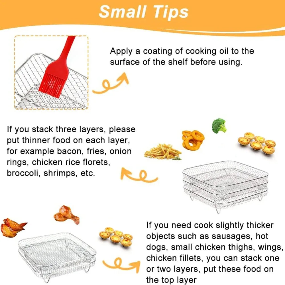 Stackable Air Fryer Rack 1-3 Layer 304 Stainless Steel Air Fryer Rack Oasis Select